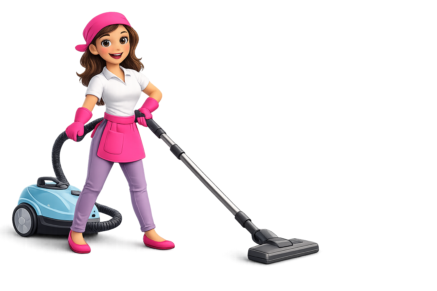 Kimi Jean Comeclean team member vacuuming